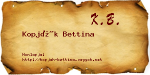 Kopják Bettina névjegykártya